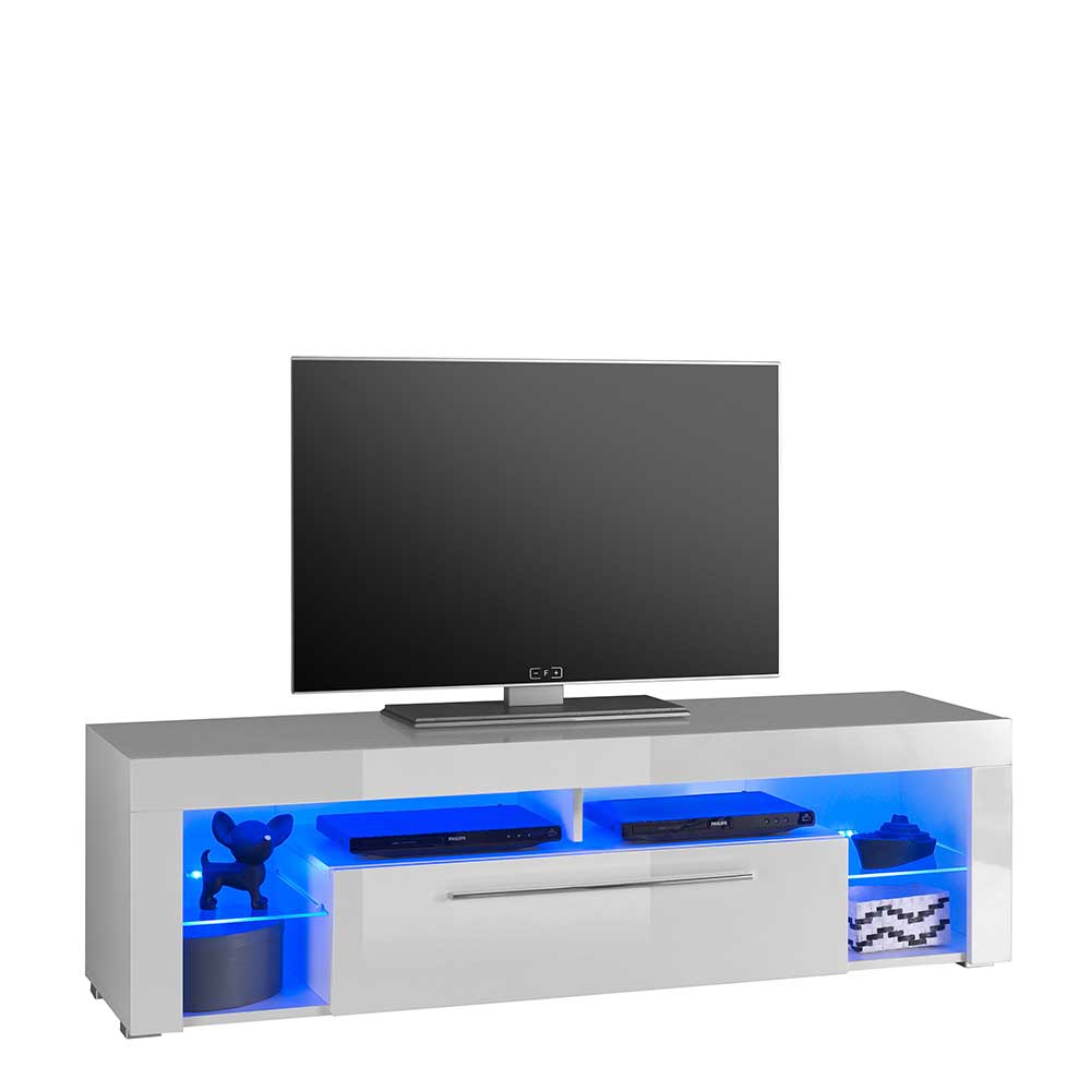 Weißes Hochglanz TV Board beleuchtet - Cessma