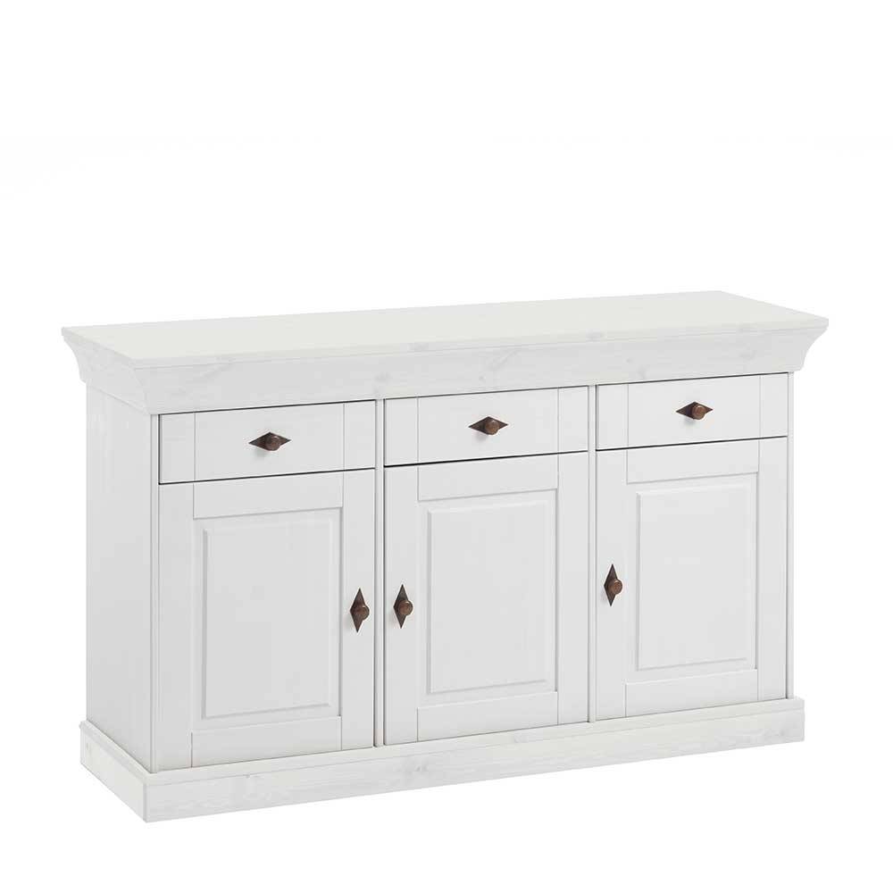 Massives Kiefer Sideboard Satumare in Weiß