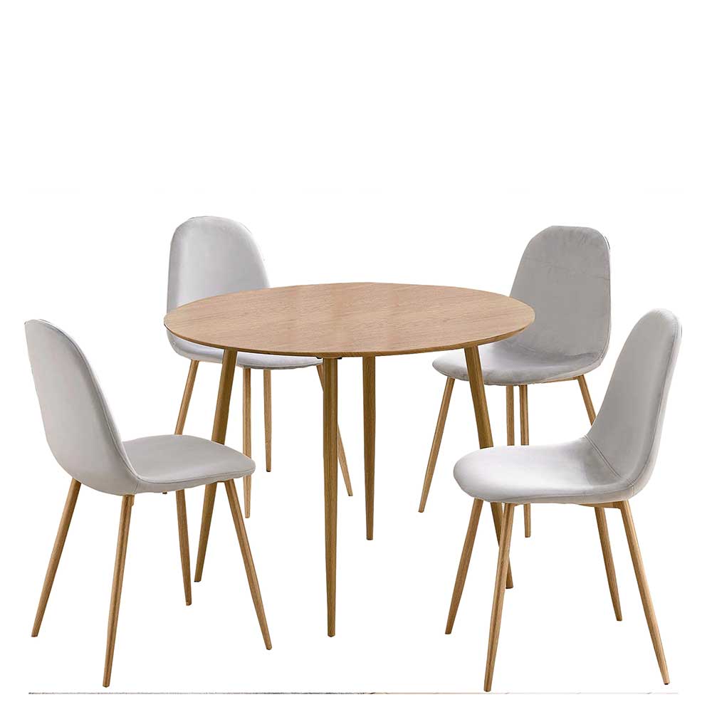 Runde Essgruppe mit Schalenstühlen - Fabiola (fünfteilig)