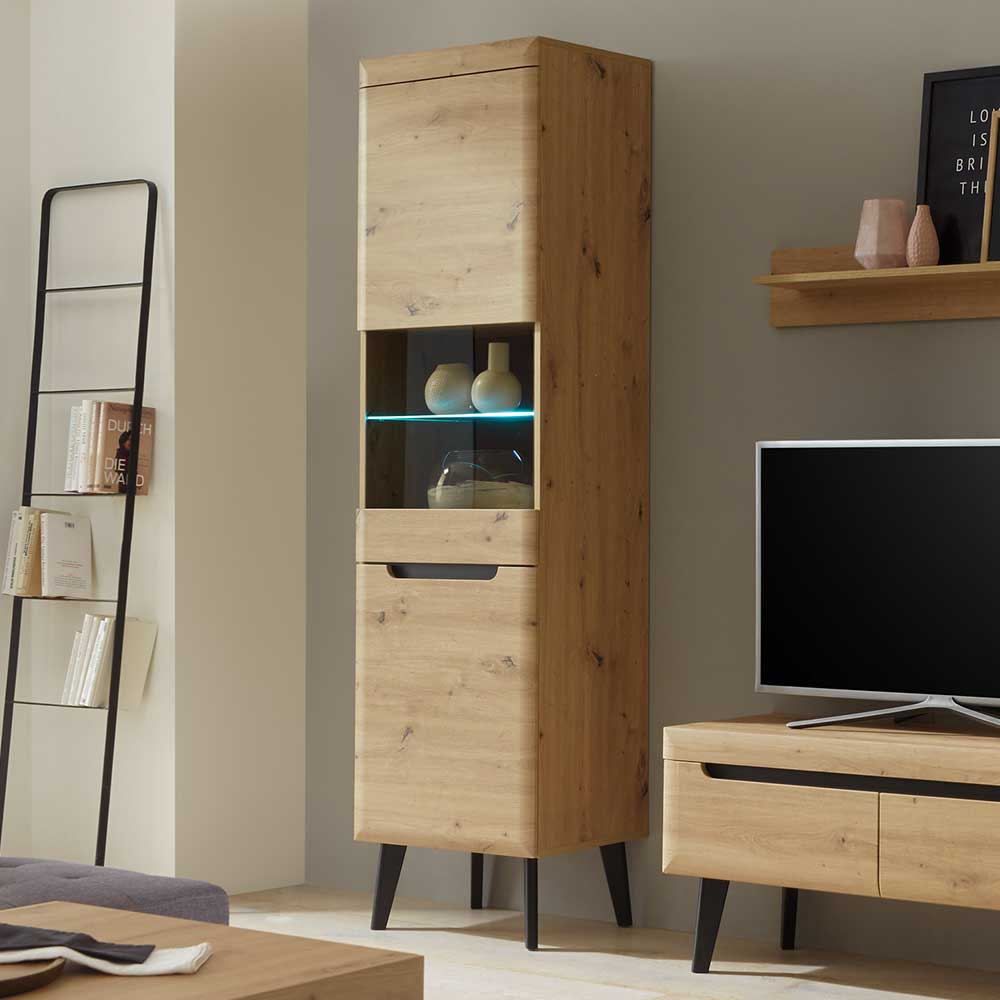 53x197x40 Wohnzimmerschrank 2-türig mit Glas - Olcian