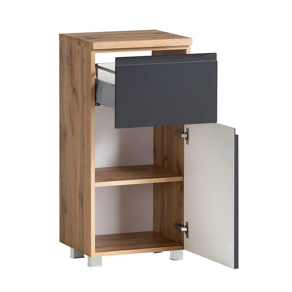 Badschrank Set in Wildeiche & Grau - Jambi (dreiteilig)
