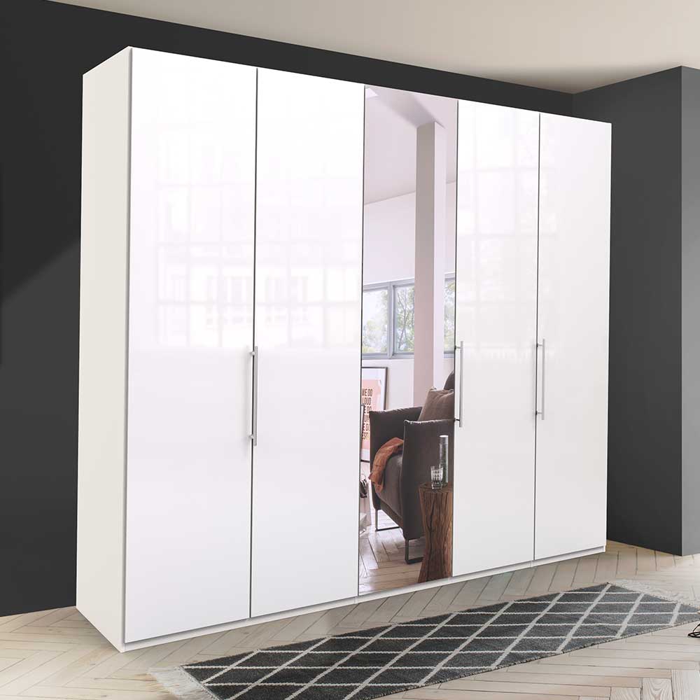 Moderner Kleiderschrank in Weiß Glas & Spiegel - Dolienca