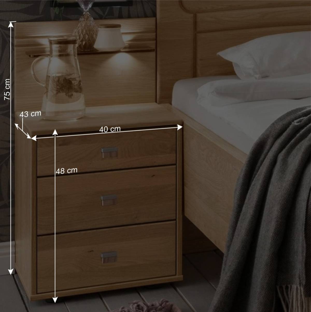 Singlebett & Nachtkommode Kombi Set - Emdsiva (zweiteilig)