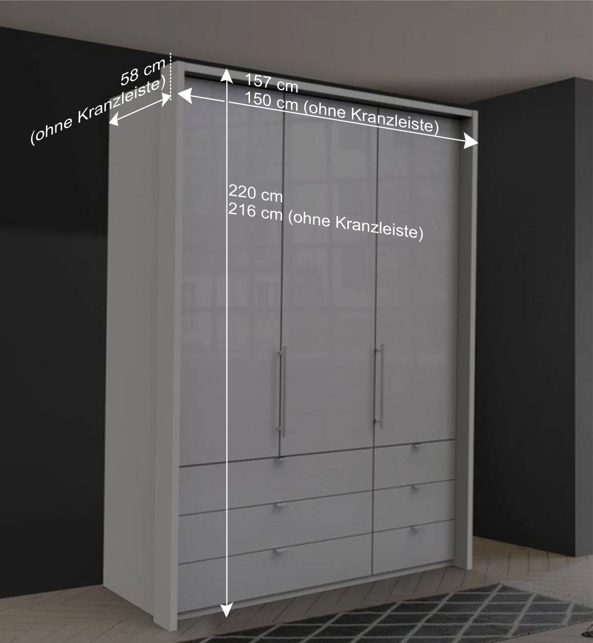 Kleiderschrank mit sechs Schubladen Soft Close - Dolienca I