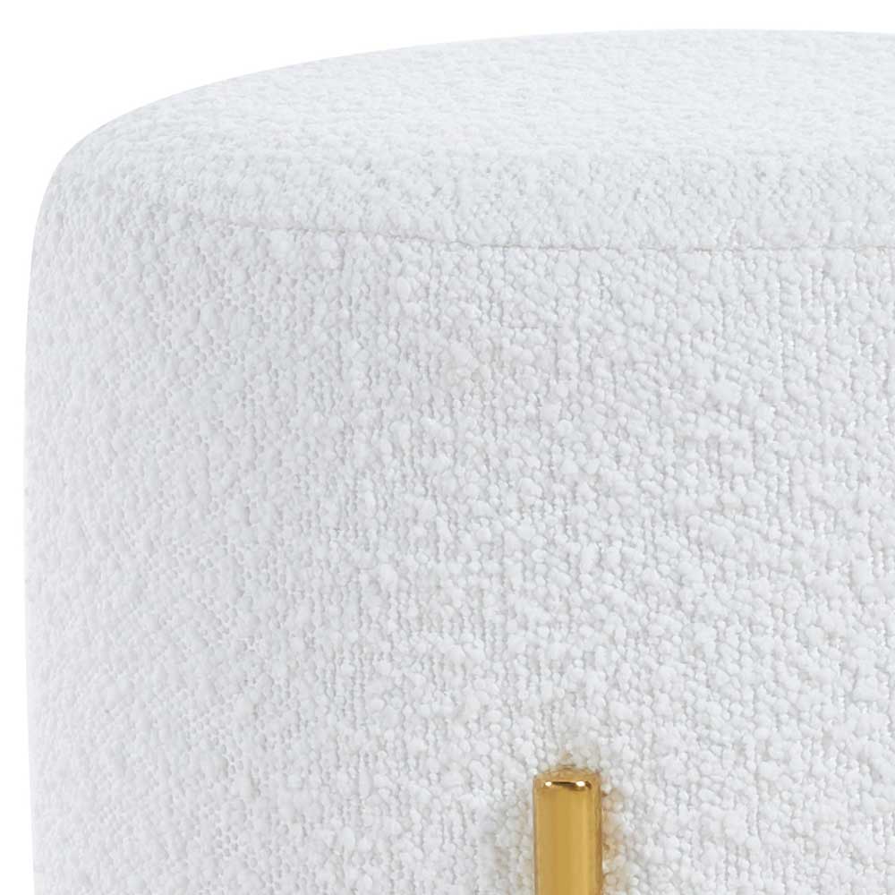 Gepolsterter Hocker in Weiß Boucle - Tulima