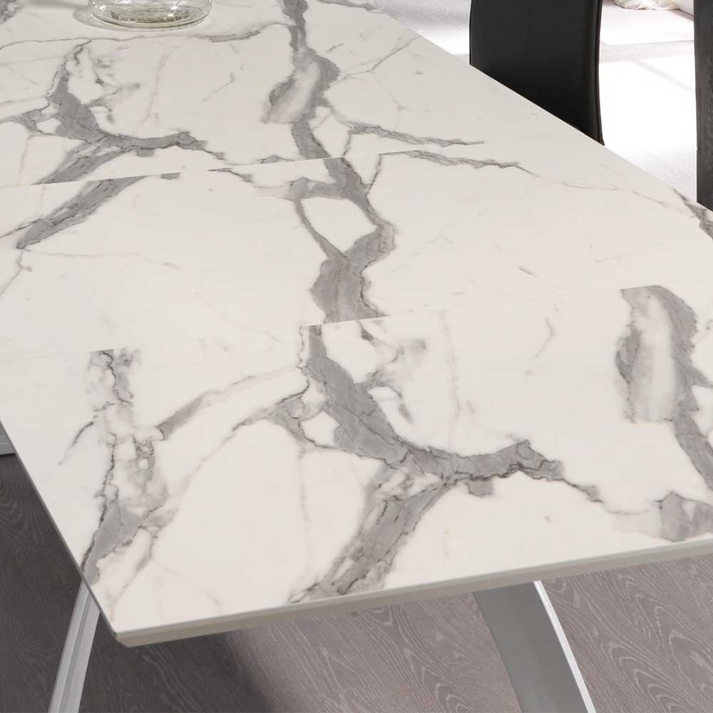 Marmor Design HPL Esstisch mit Stahlgestell - Zyra