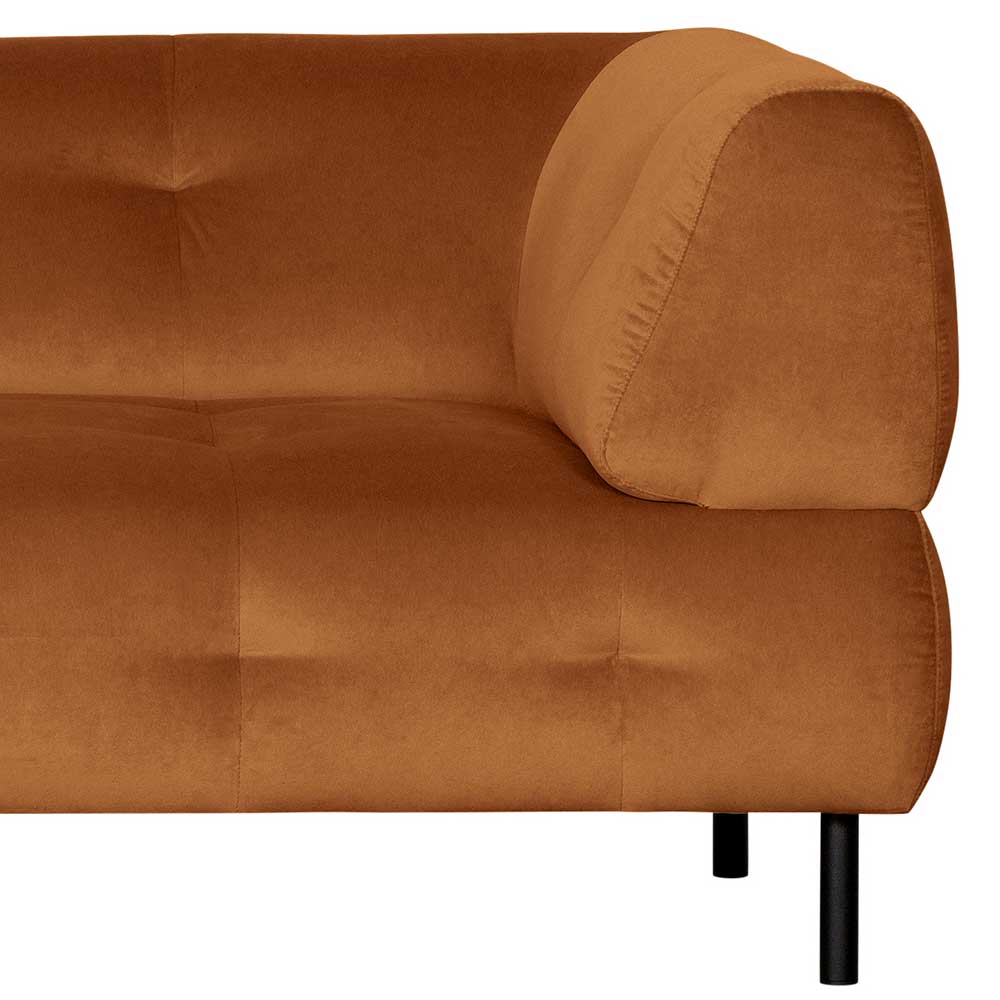 L-Form Couch in Hellbraun Samtbezug - Ulrike