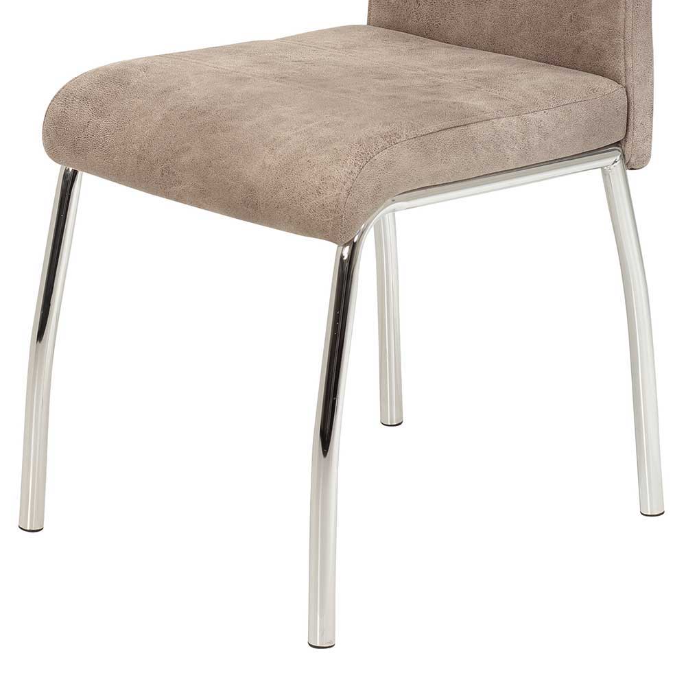 Esstisch Stühle in Beige Microfaser - Fiona (Set)