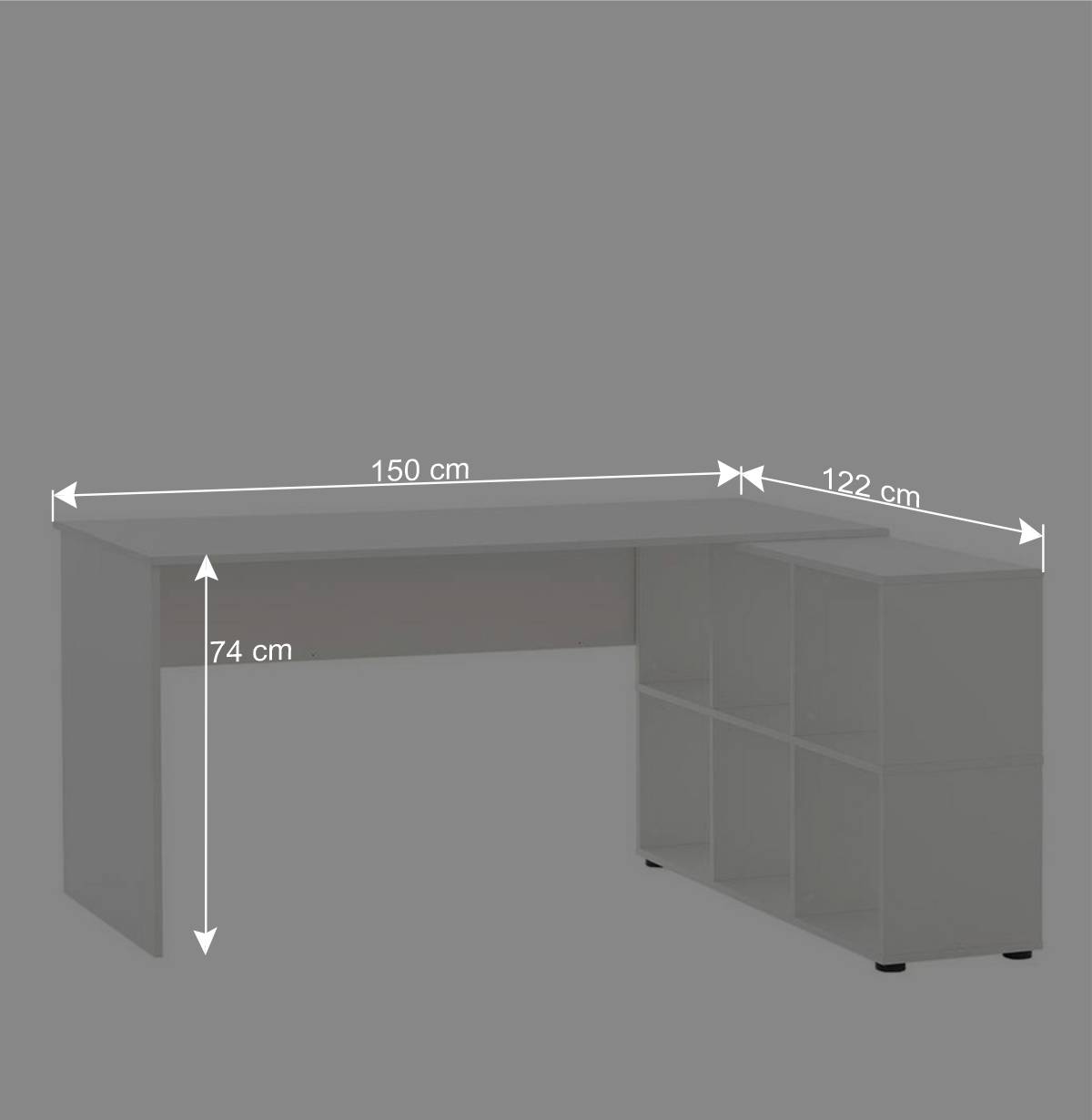 Weißer Schreibtisch mit seitlichem Regal - Obtin