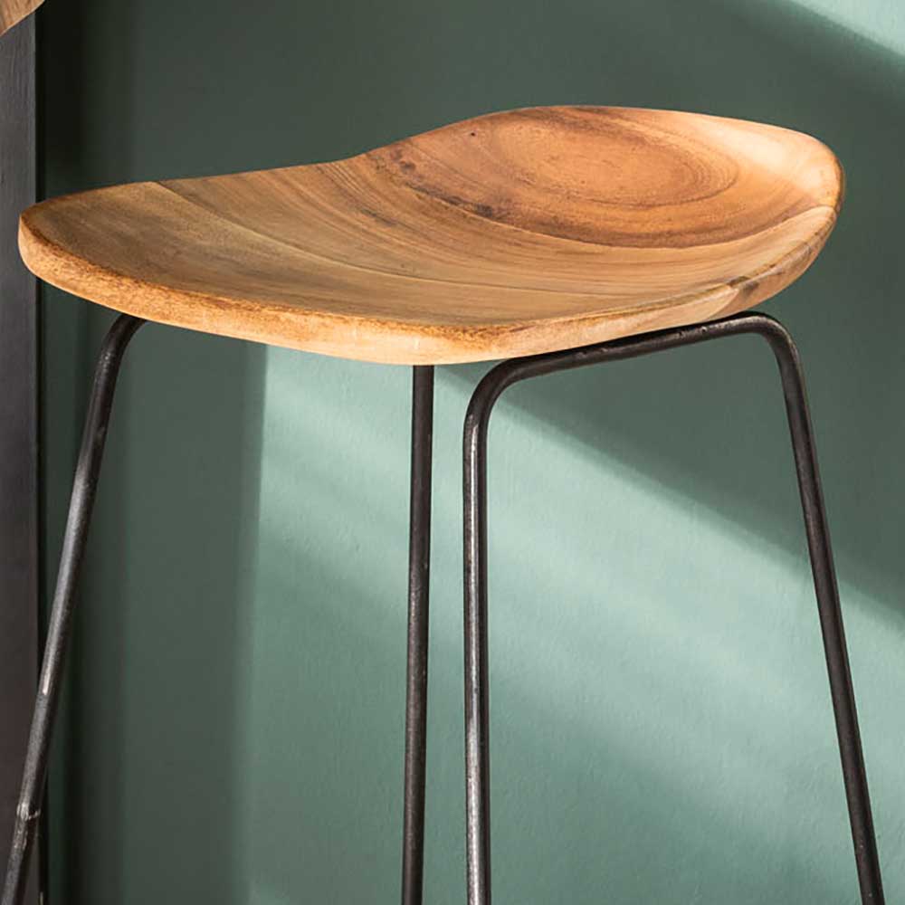 Barhocker mt Holzsitz aus Akazie - Cisca (4er Set)