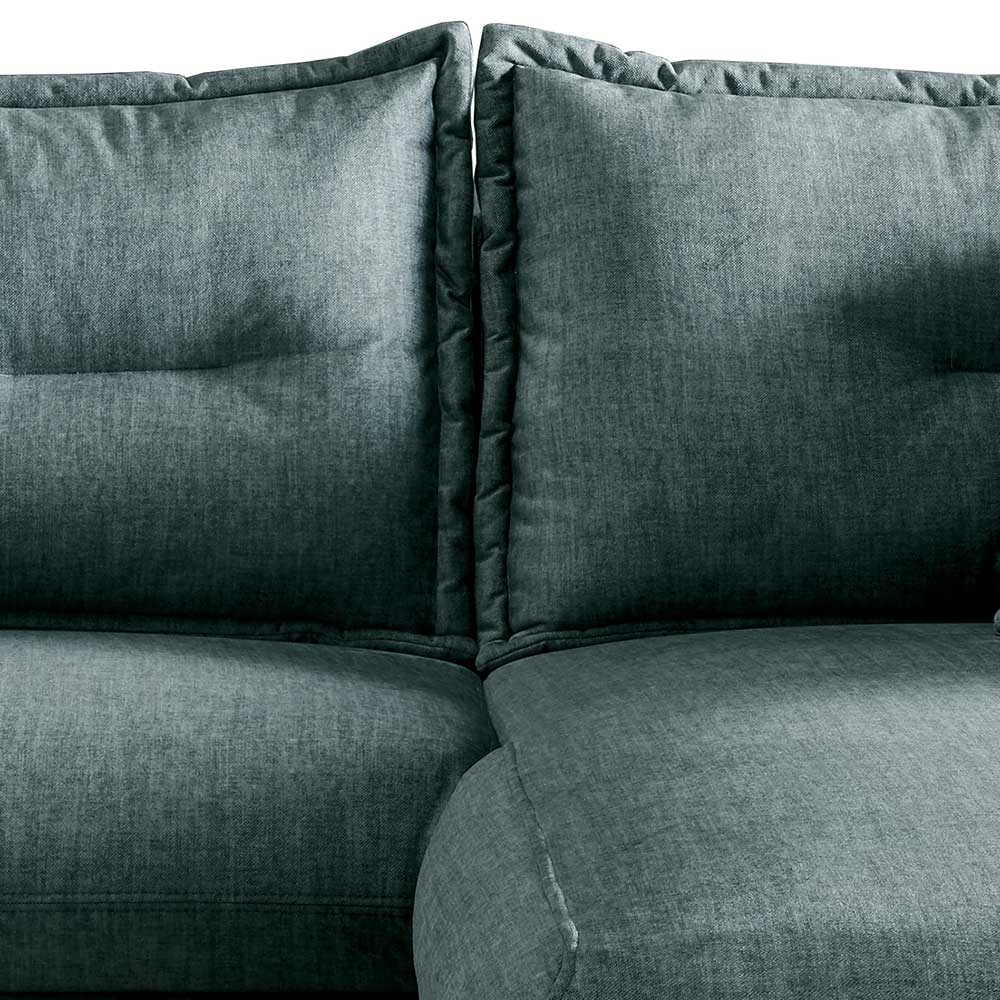 Gemütliches Ecksofa in Petrolblau mit weichen Rückenkissen und robustem Stoffbezug für Wohnzimmer – Elyett