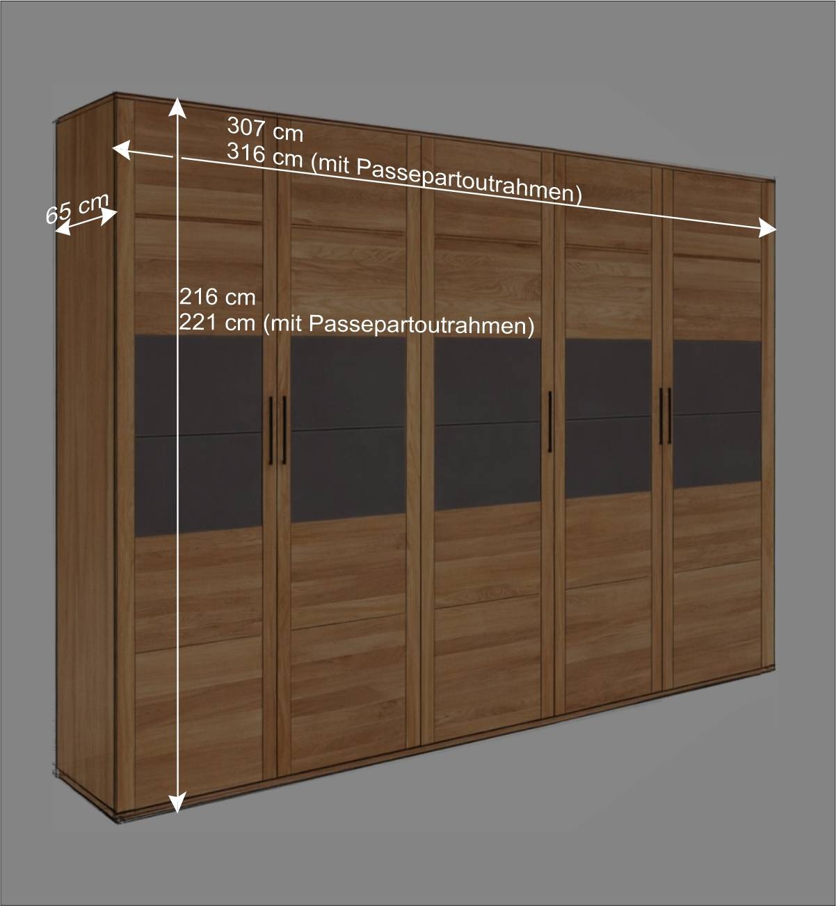 5-türiger Schlafzimmerschrank in Wildeiche - Zaisan