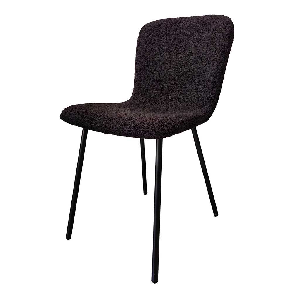 Boucle Schalenstuhl in Schwarz - Vintaco (4er Set)