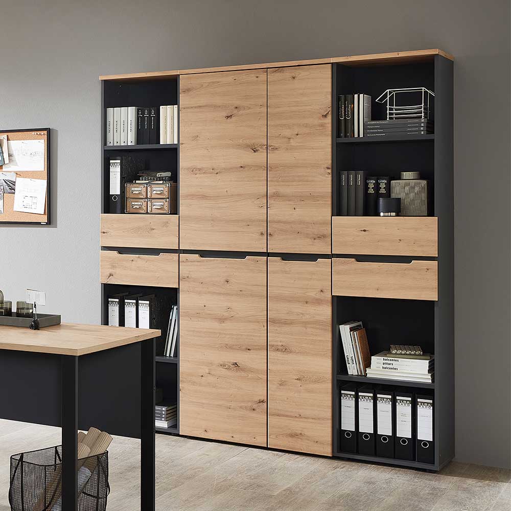 Großer Officeschrank mit Doppeltür und Stauraum für Ordner und Bücher im Büro – Kuetra