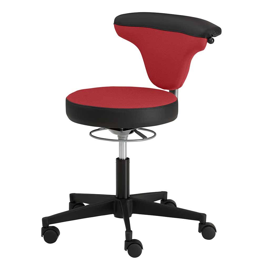 Office Hocker mit Lehne in Rot Schwarz - Winter