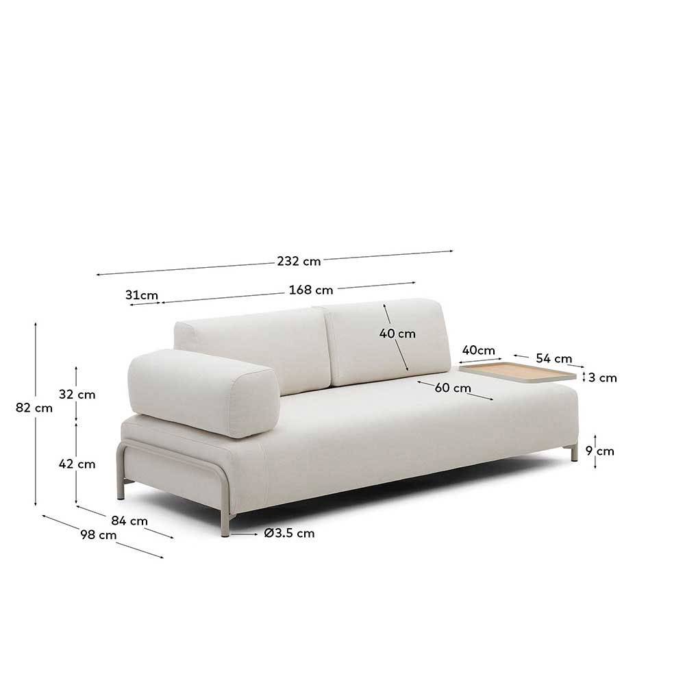 Dreisitzer Sofa aus Chenille in Beige - Turena