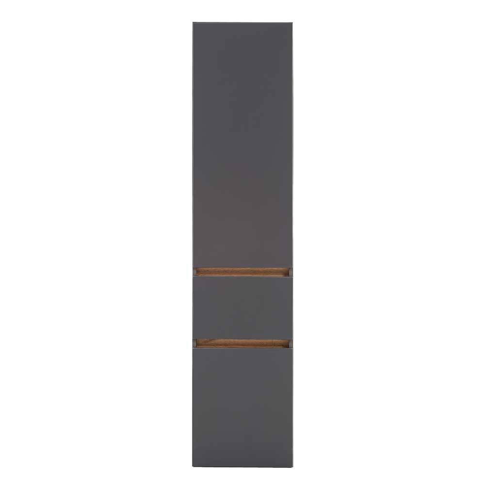 40x185x35 Bad Hochschrank in Grau mit Wildeiche - Agiruan