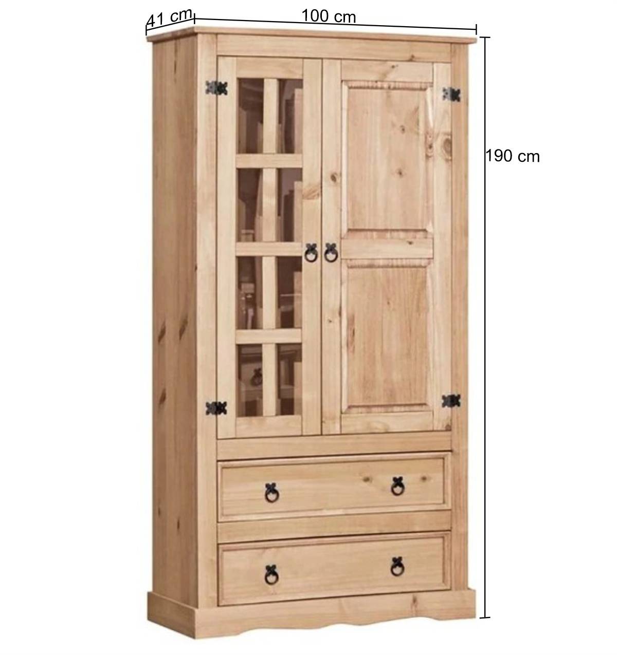 100x190x41 Vitrinenschrank Landhaus Mexiko - Jardino