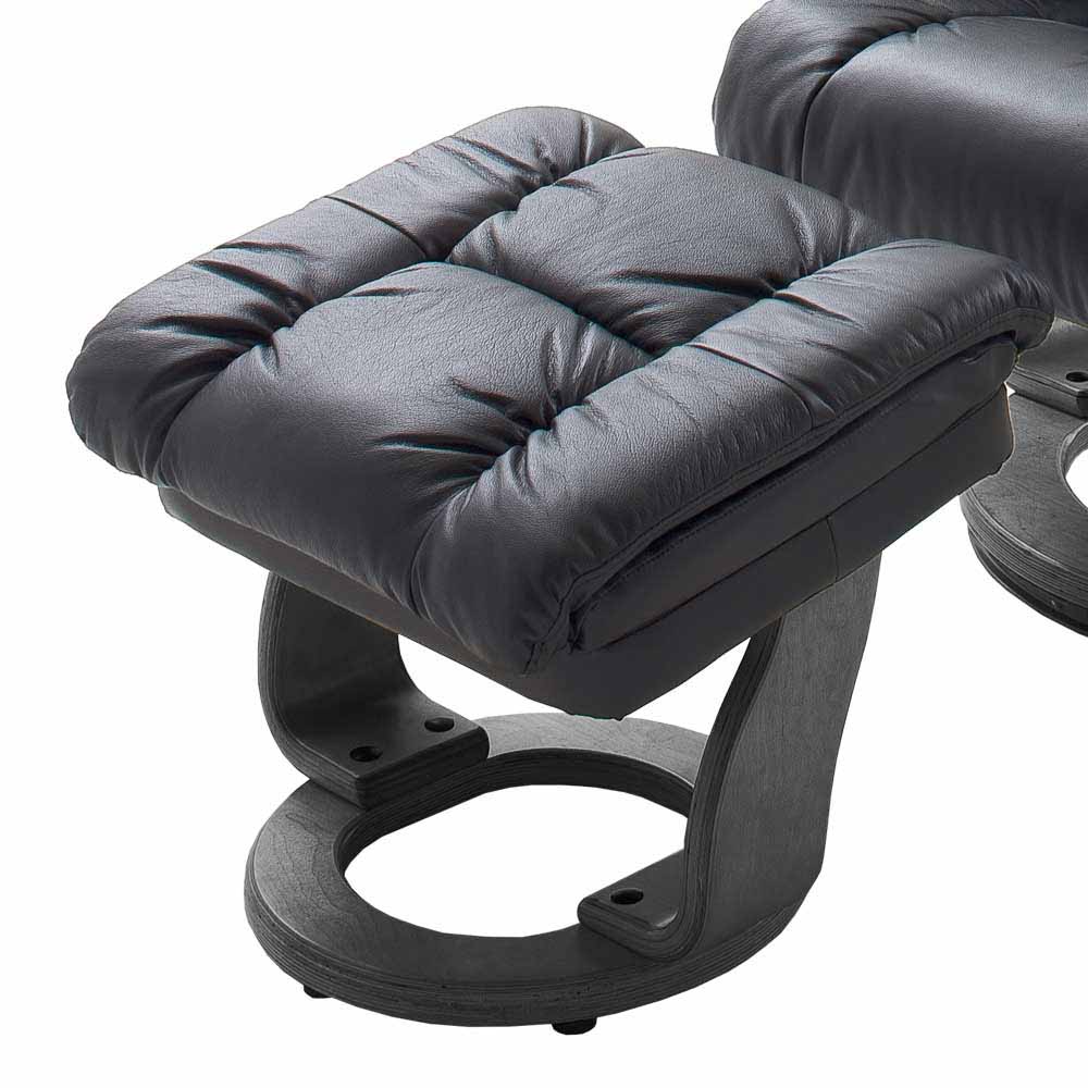Ruhesessel & Fußhocker mit Leder in Schwarz Ambros Sessel drehbar (zweiteilig)