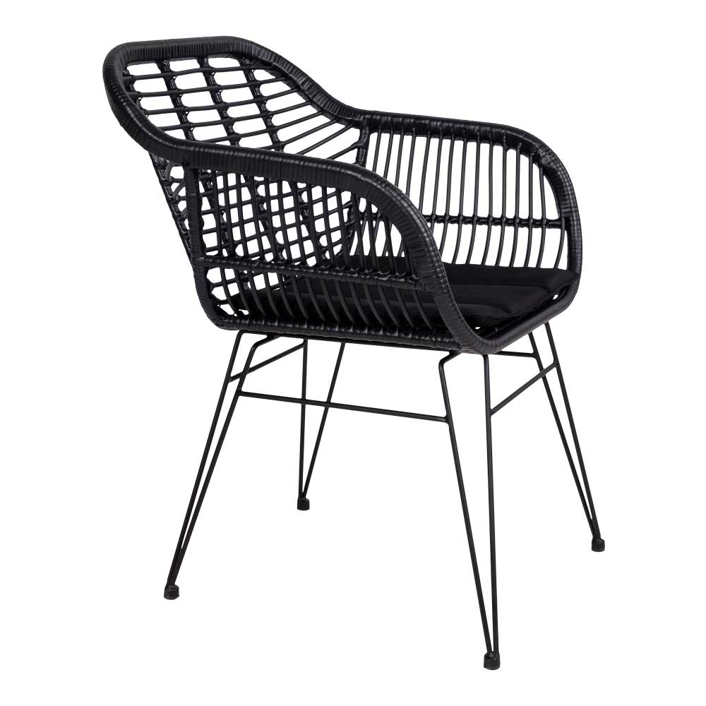 Rattan Armlehnstühle in Schwarz - Lucya (2er Set)