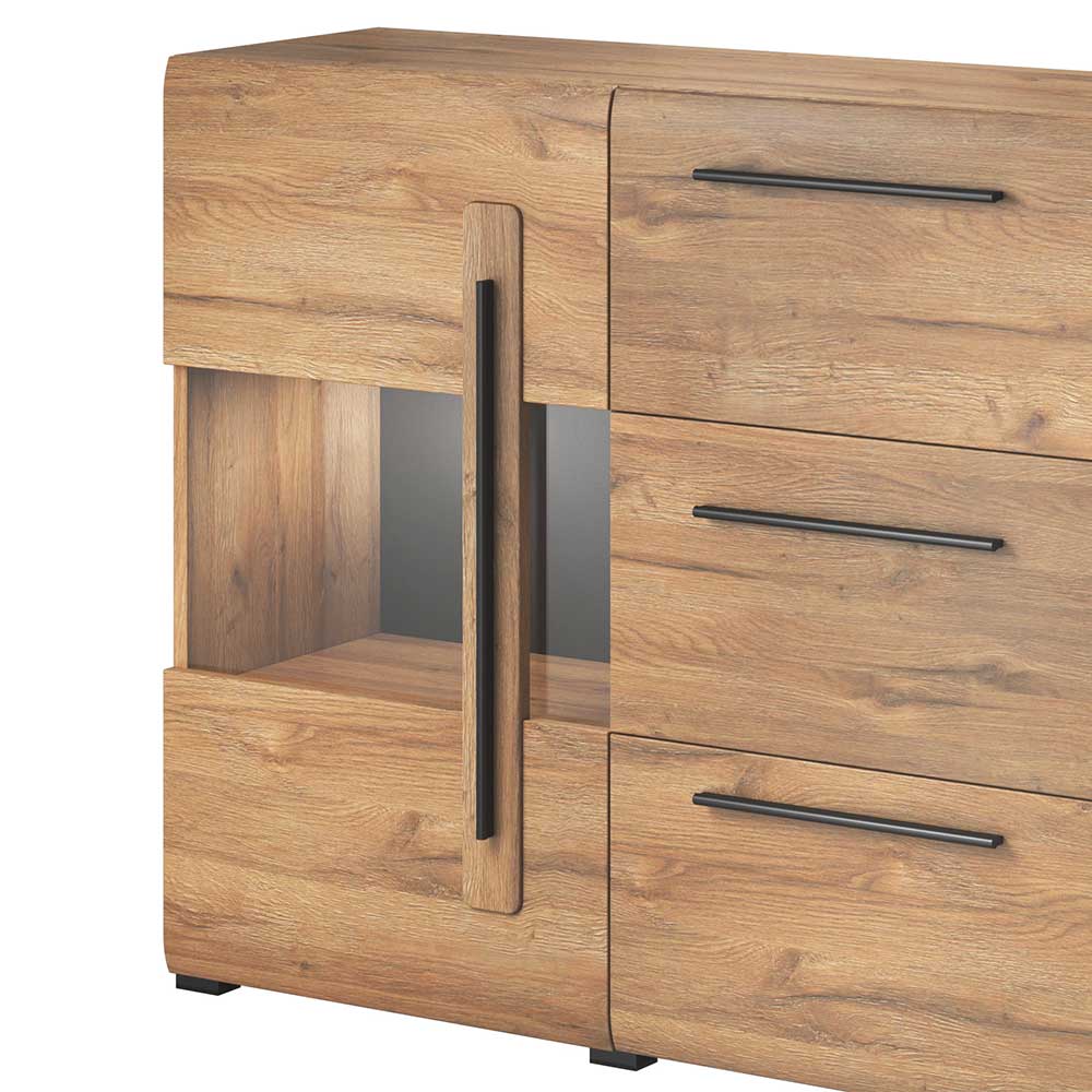 180x86x39 Sideboard mit Glaseinsätzen in Eiche NB - Aberdeen