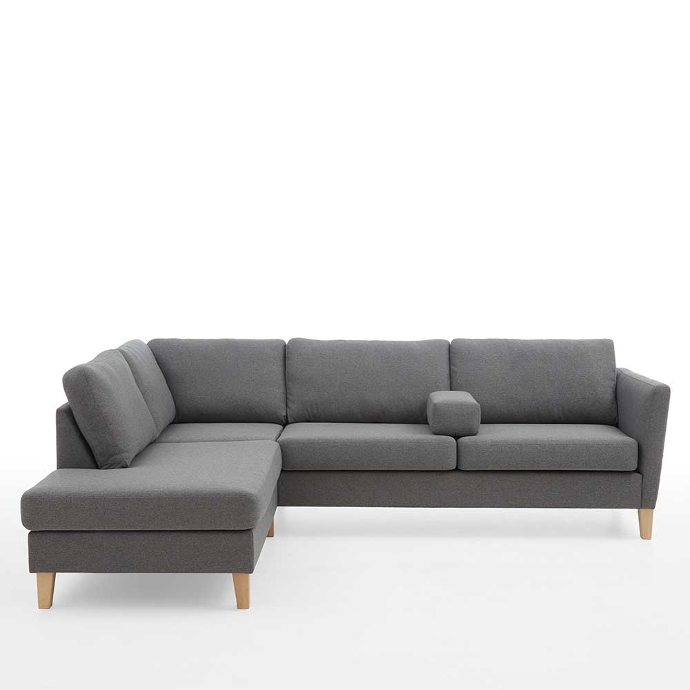 Ecksofa in Grau Stoff - Dreisitzer - Donnsai