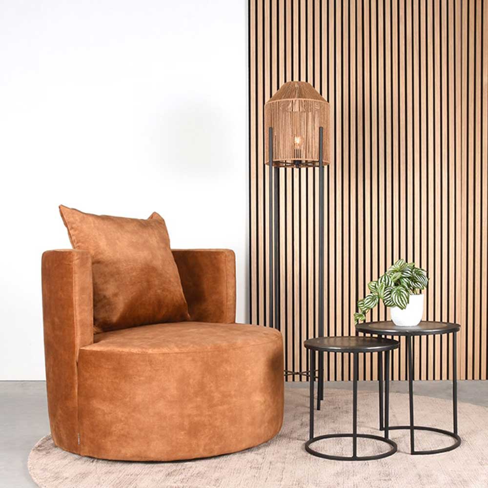Velours Sessel in Ockergelb - Oronto