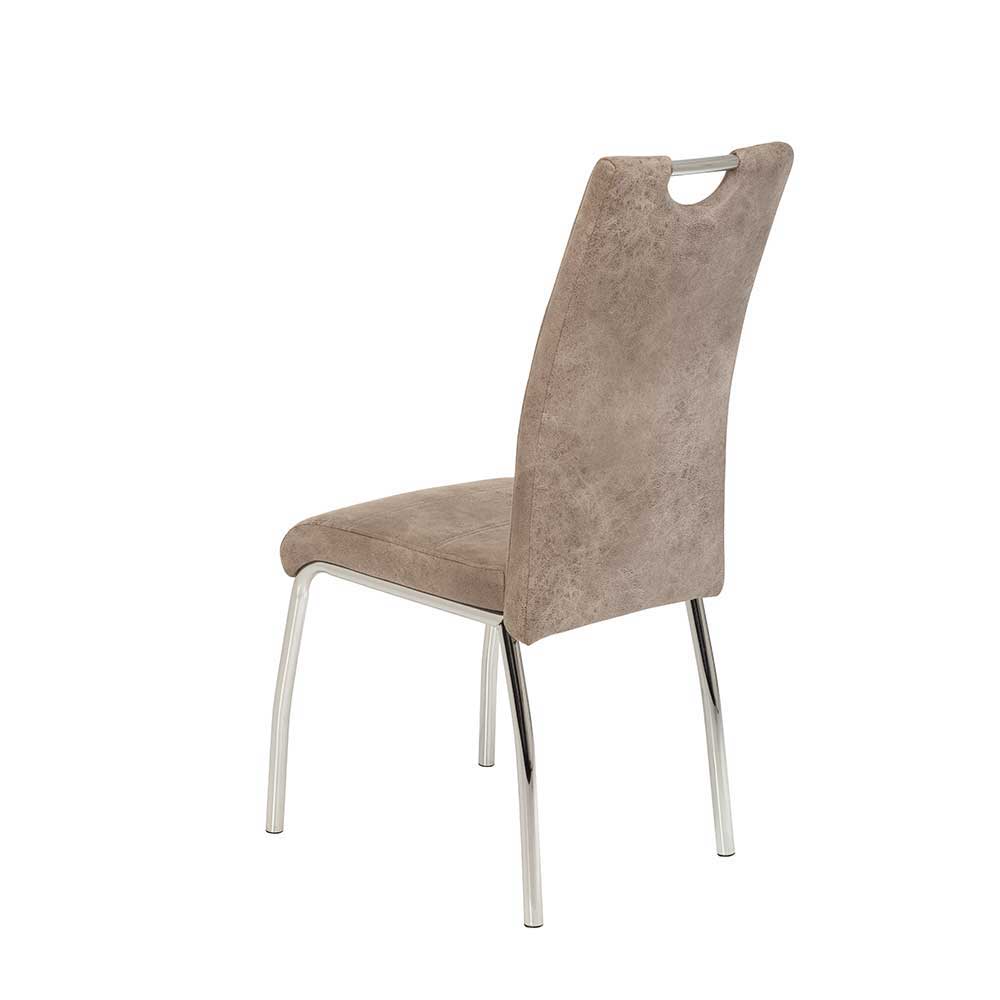 Esstisch Stühle in Beige Microfaser - Fiona (Set)