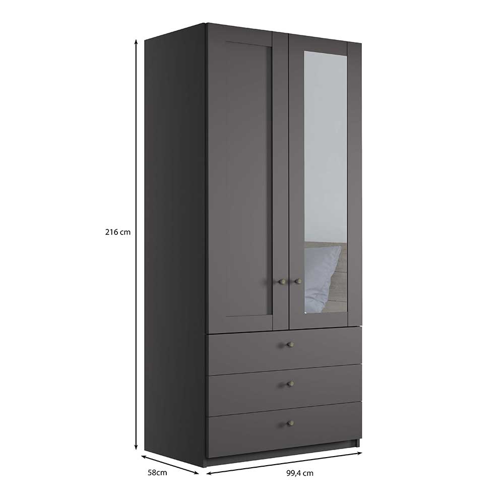 Schlafzimmer Kleiderschrank in Dunkelgrau - Mataram