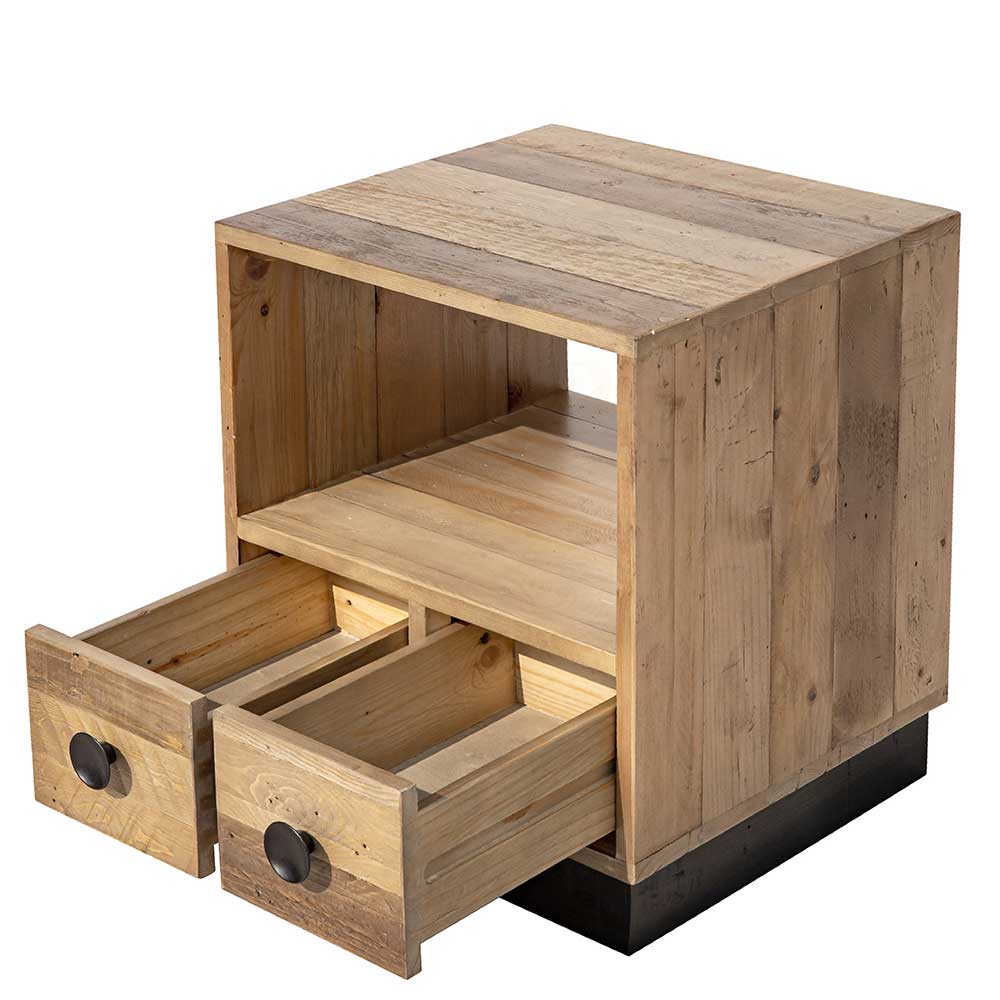 45x50x45 Nachttisch aus Recyclingholz - Dulcinus