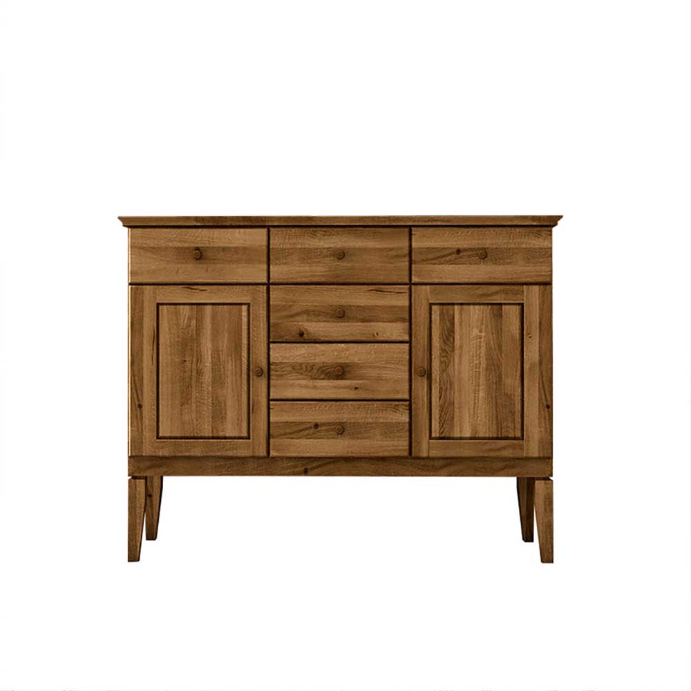 Sideboard aus Wildeiche Massivholz für das Schlafzimmer mit Türen und Schubladen – Masdamos