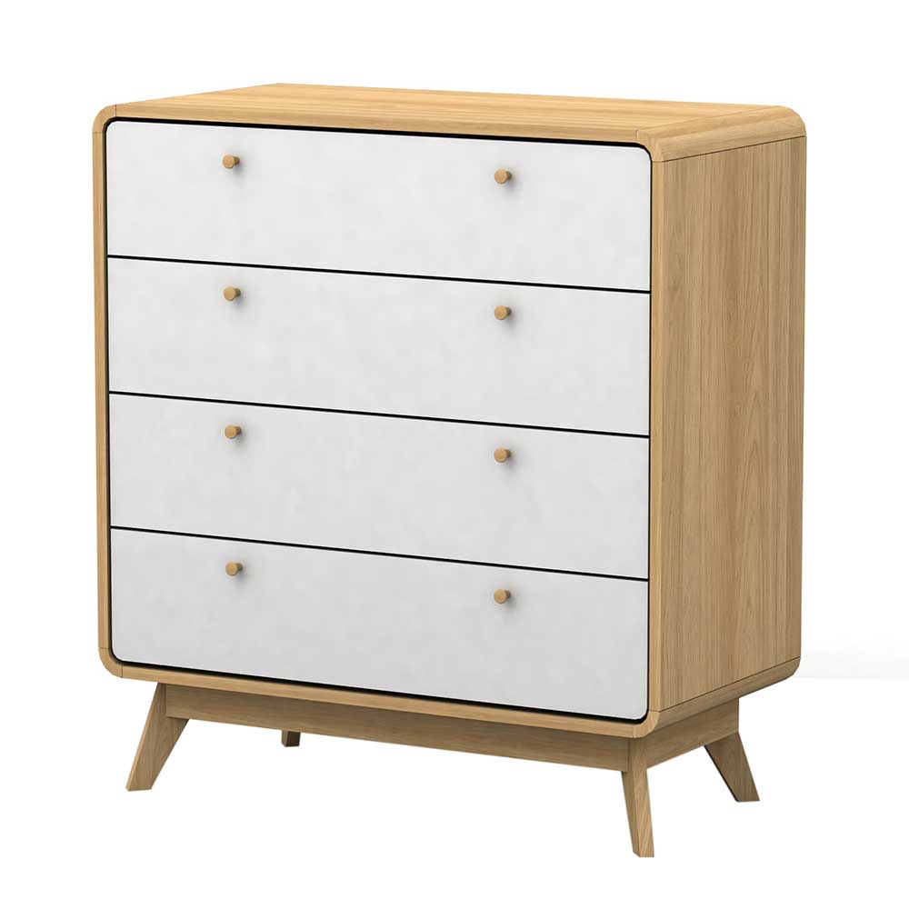 80x88x39cm Scandi Kommoder in Weiß & Natur - Jendren