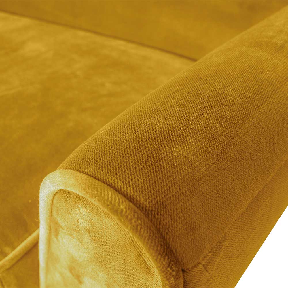Retro Style 3er Sofa aus Samt Gelb - Ergonio