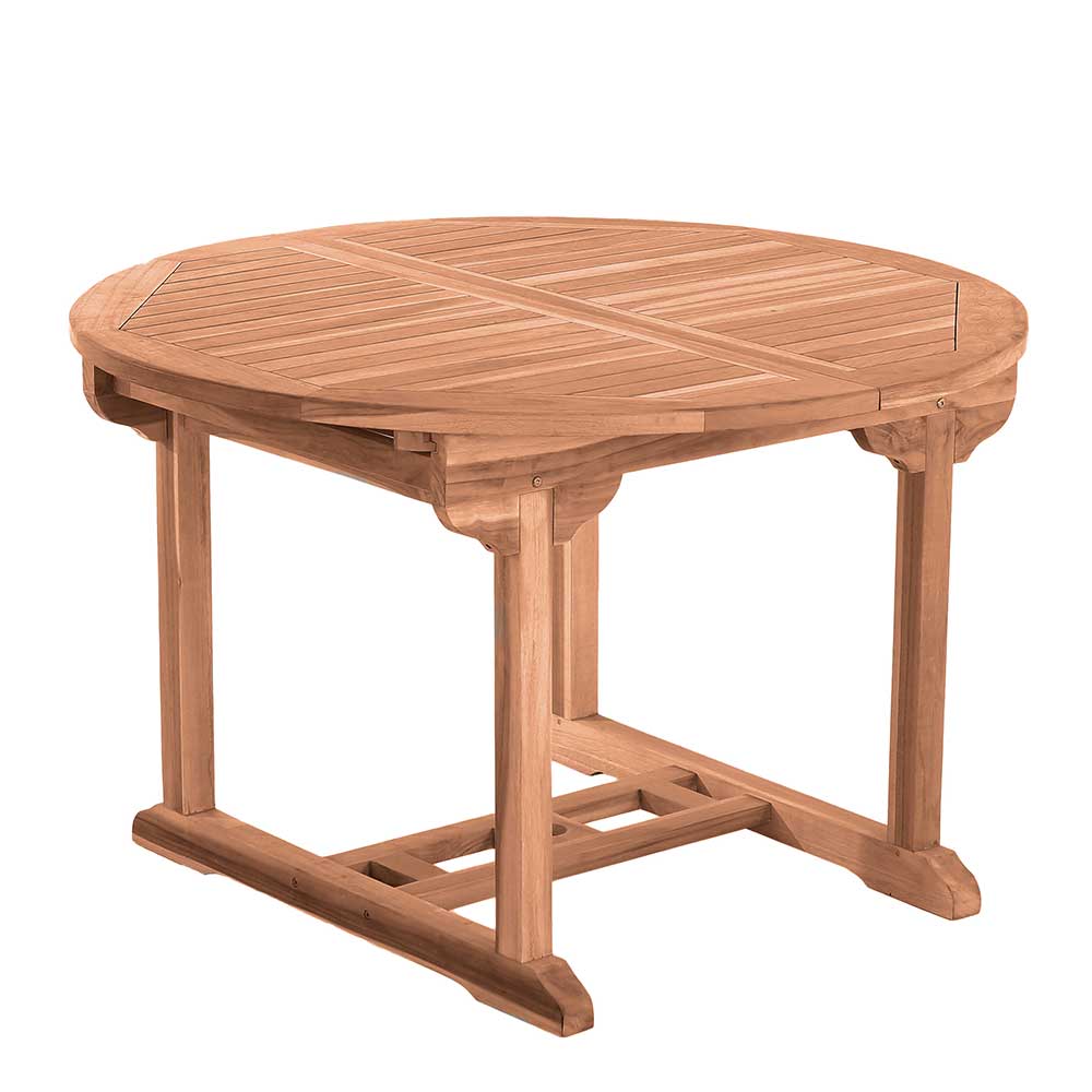 Ausziehbarer Teakholz Gartentisch rund oval - Klahuma