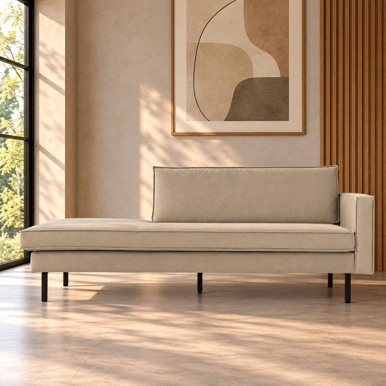 Retro Lounge Sofa in Khaki Samtbezug - Afeiro