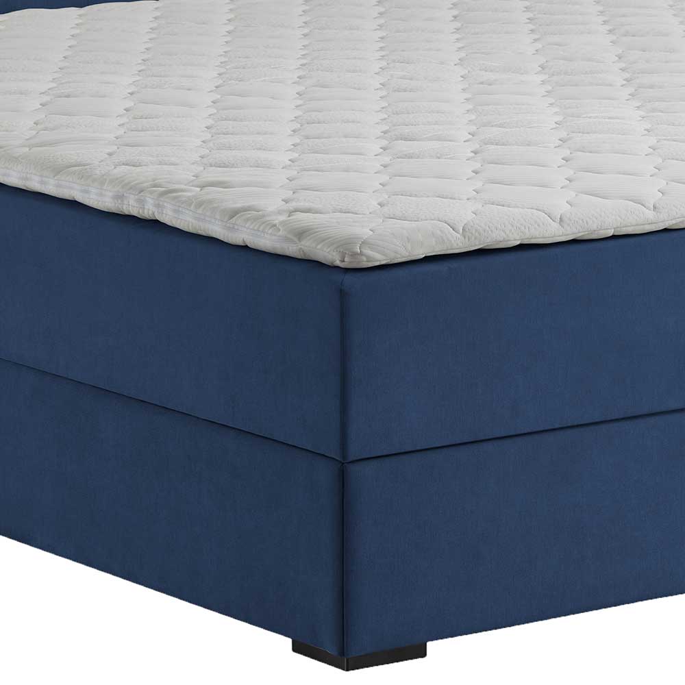 Boxbett Stauraumbett in Blau Webstoff - Vinkoja