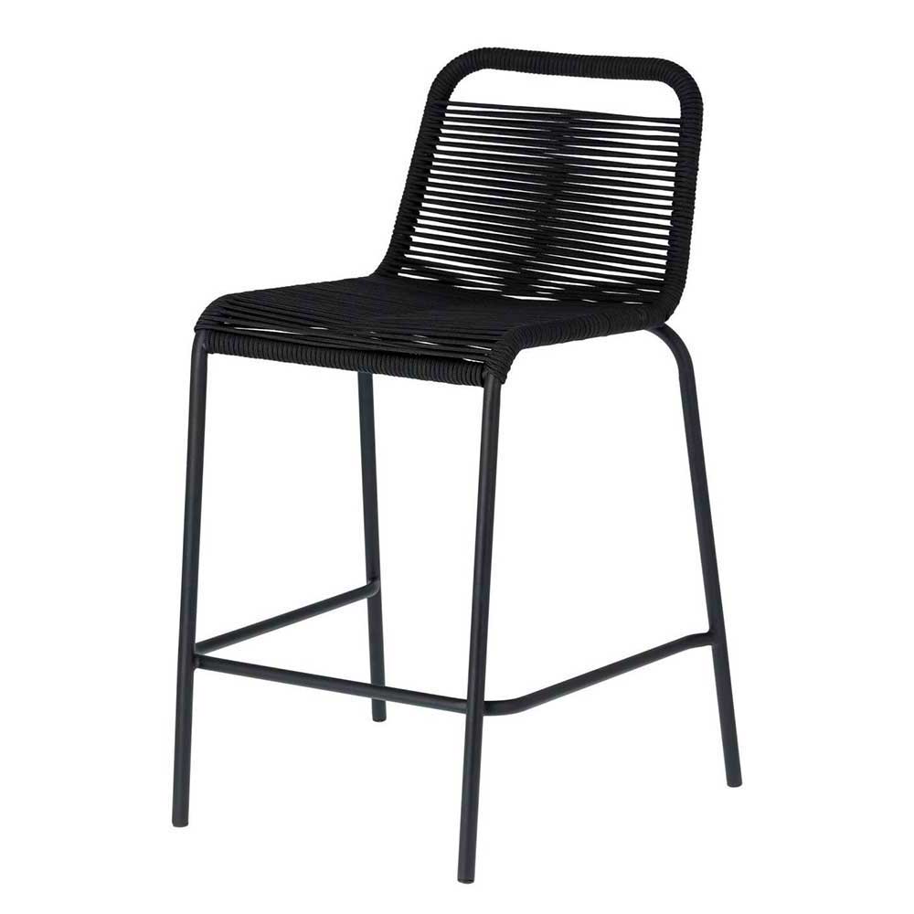 Eleganter Esszimmerstuhl schwarz mit geflochtenem Design, Vorderansicht – Mag