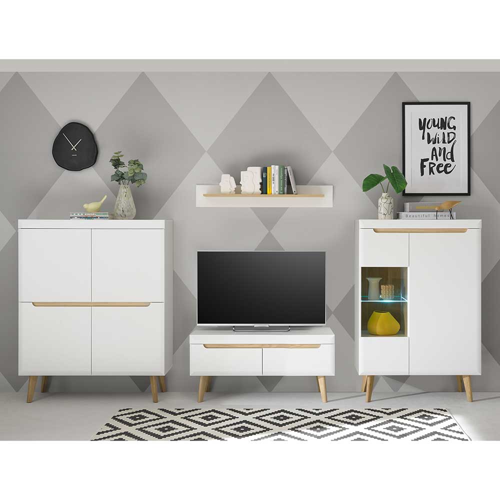 Scandi Chic TV Wohnwand Möbel - Ginko (vierteilig)