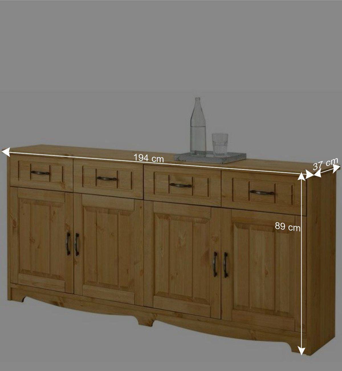194x89x37 Holz Sideboard aus Kiefer Natur - Vanpos