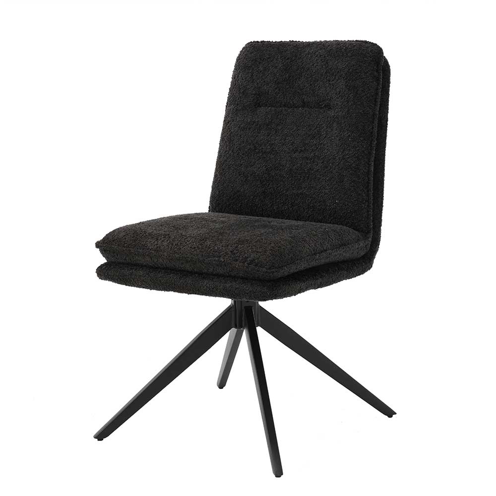 Dunkler Polsterstuhl in Anthrazit Boucle - Queen (2er Set)