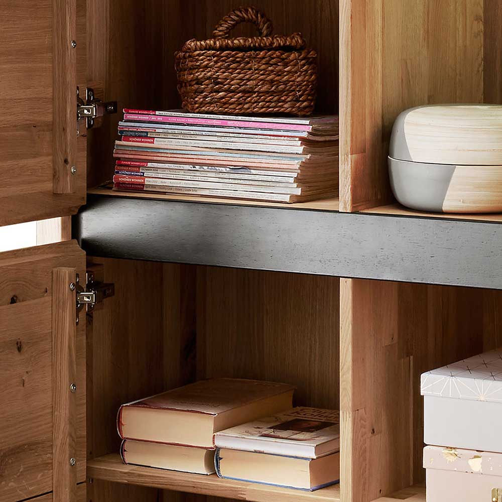 103x205x40 Vitrinenschrank aus Wildeiche Massivholz - Embleys