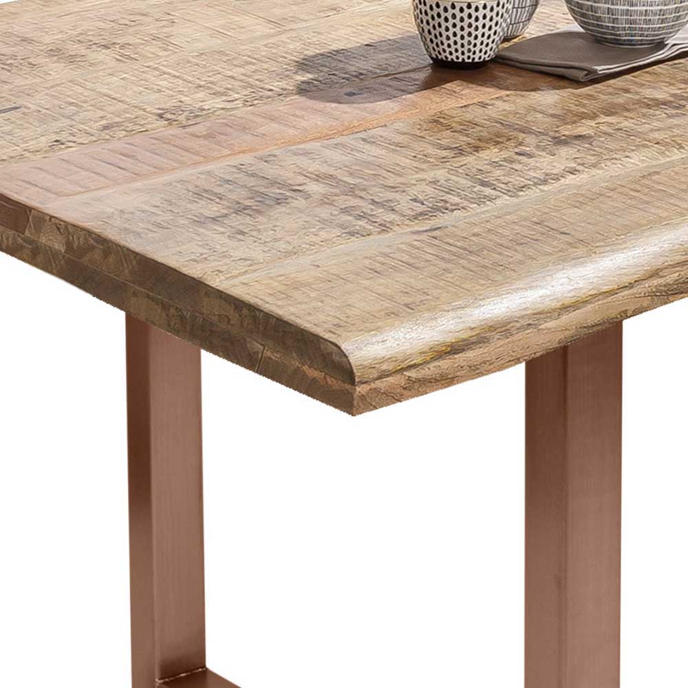Küchentisch mit Live Edge Holzplatte Mango - Adiana