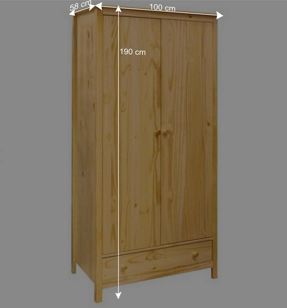 Kiefernholz Kleiderschrank in Natur - Ekorena