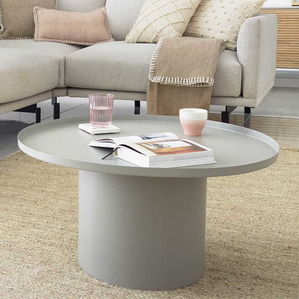Runder Couchtisch aus Metall in Grau - Golatas