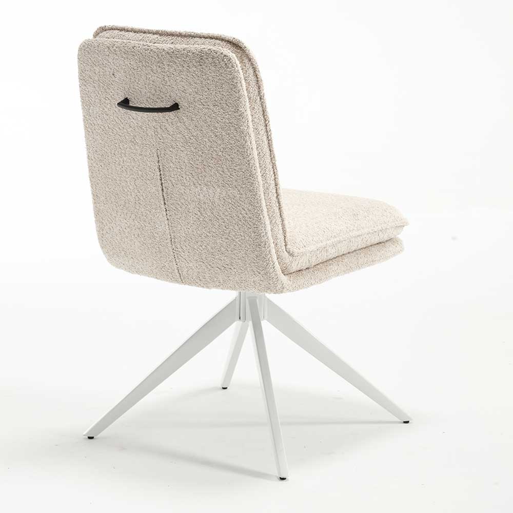 Boucle Polsterstuhl in Creme - Dalunzio (2er Set)