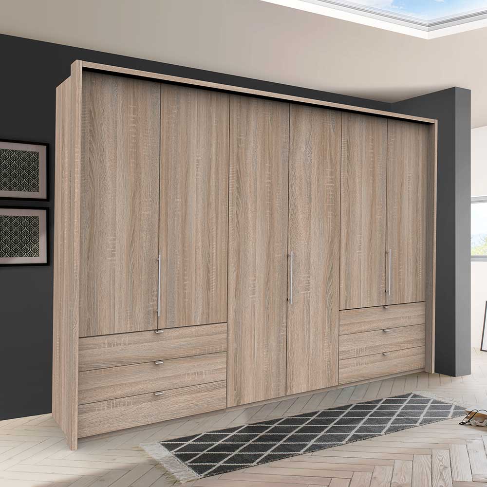 Großer Schlafzimmer-Kleiderschrank im Holz Look - Zayun