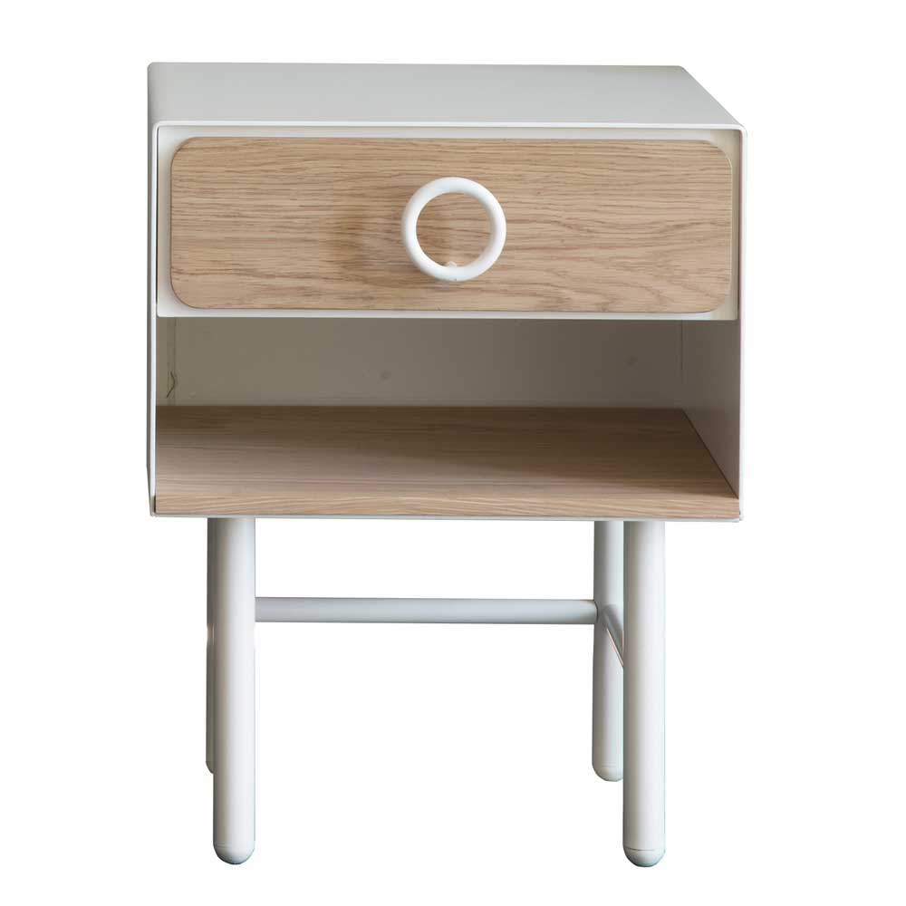 Retro Design Kommode in Weiß Eiche - Sumatra