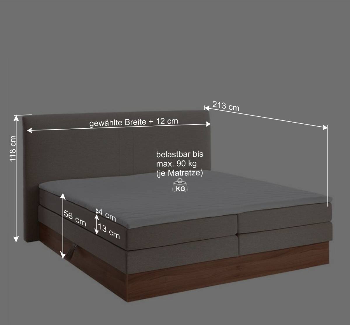 Komplettbett mit Bettkasten in Creme - Flippo