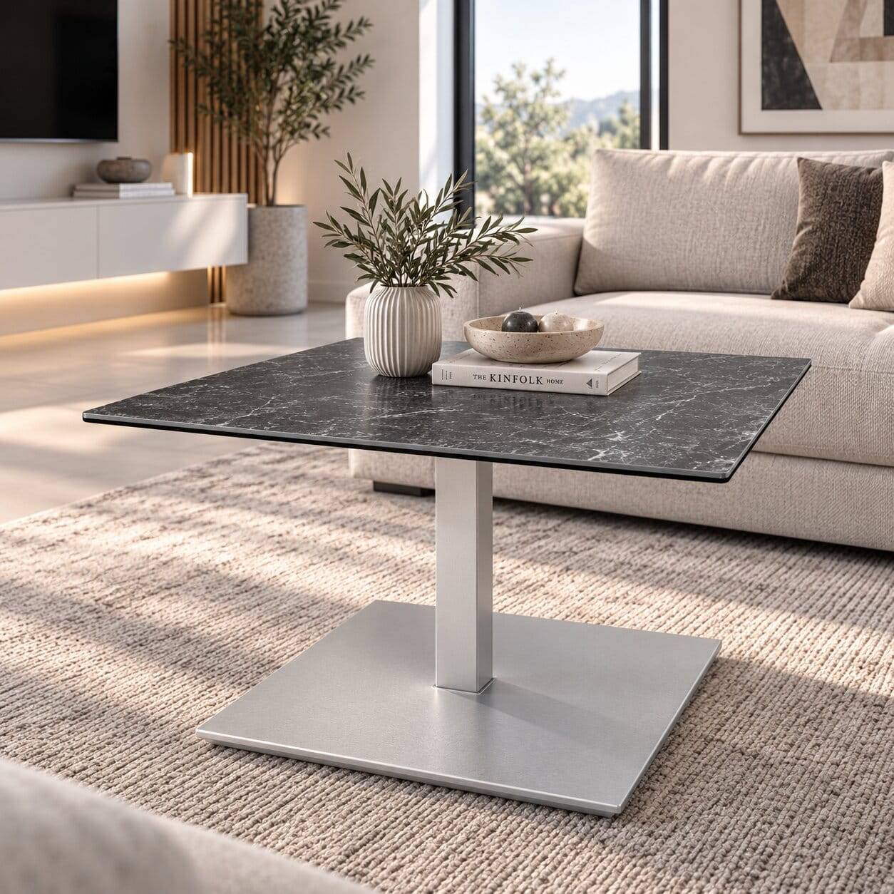 Höhenverstellbarer Couchtisch mit Glas Keramik - Fitty