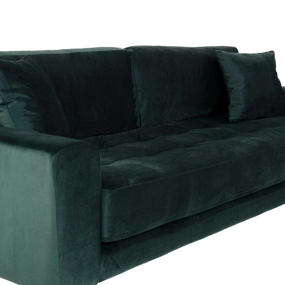 Dunkelgrünes Samtsofa mit zwei Kissen - Tangona
